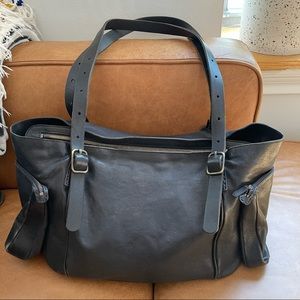 Black Leather Bowling Bag